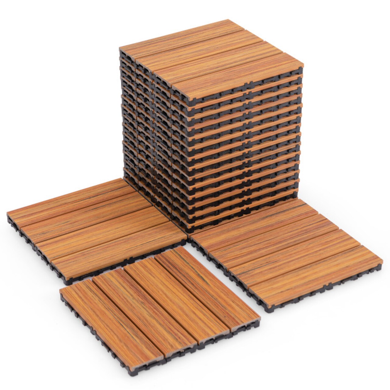 12x12 Inch Interlocking Deck Tiles 18 Pieces for Patio, Deck, Outdoor Floor